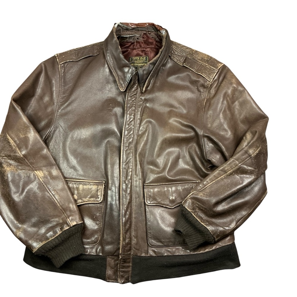 Vintage WW2 Willis & Geiger USAAF brown Leather Bomber USA 80s SZ large